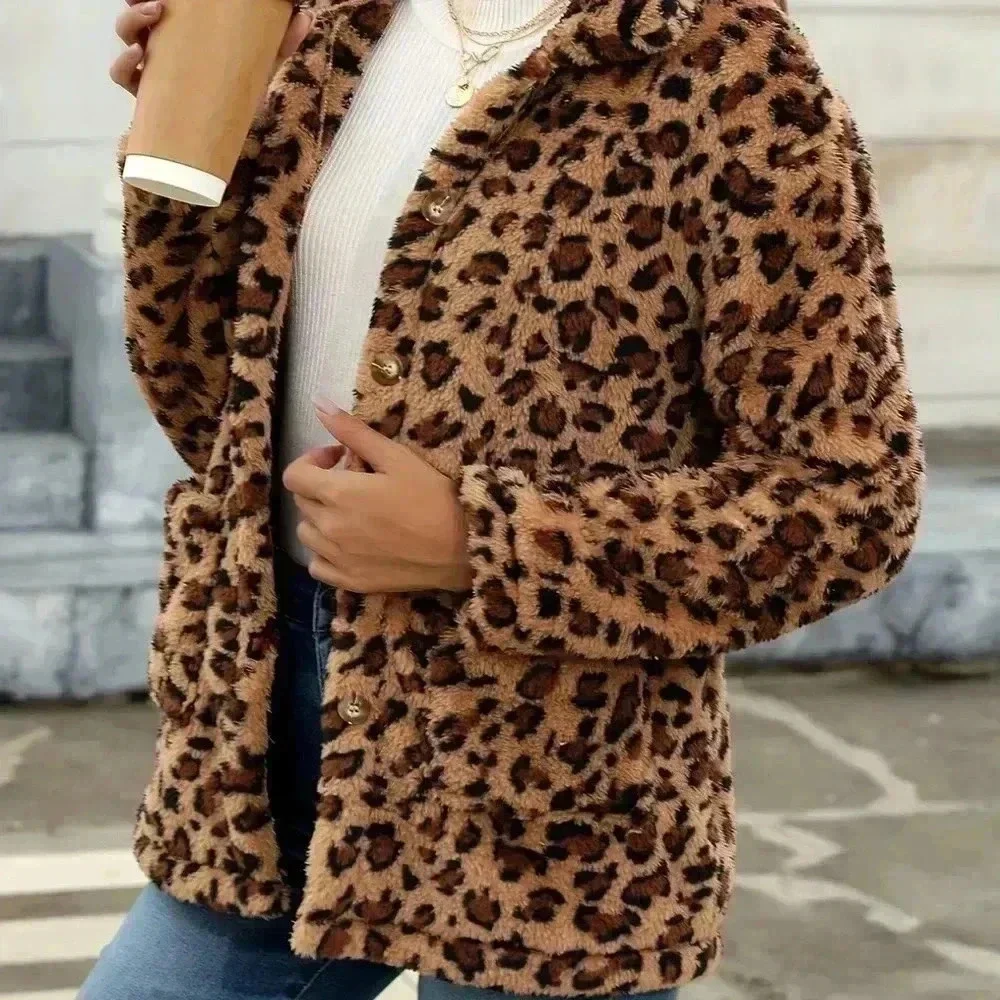 NEW 🌼 Leopard Print Long Sleeve Button Jacket - Sz M - Picture 4 of 8